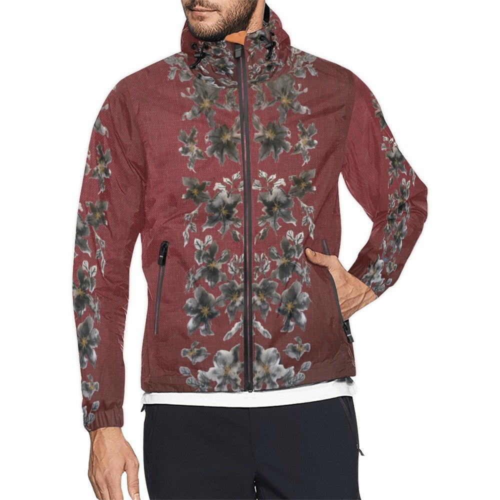 Burgundy Castle Flowers Unisex Windbreaker - Lana Art Sweden