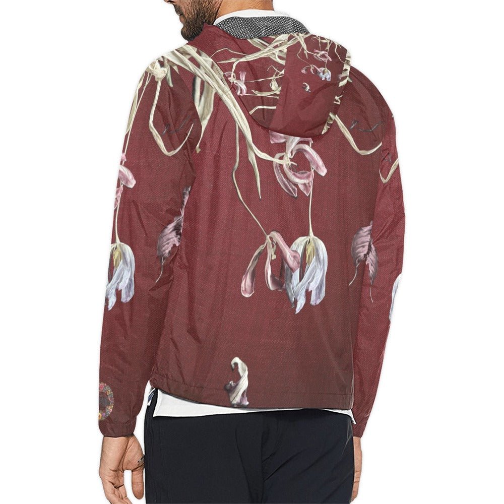 Burgundy Castle Tulips Unisex Windbreaker - Lana Art Sweden