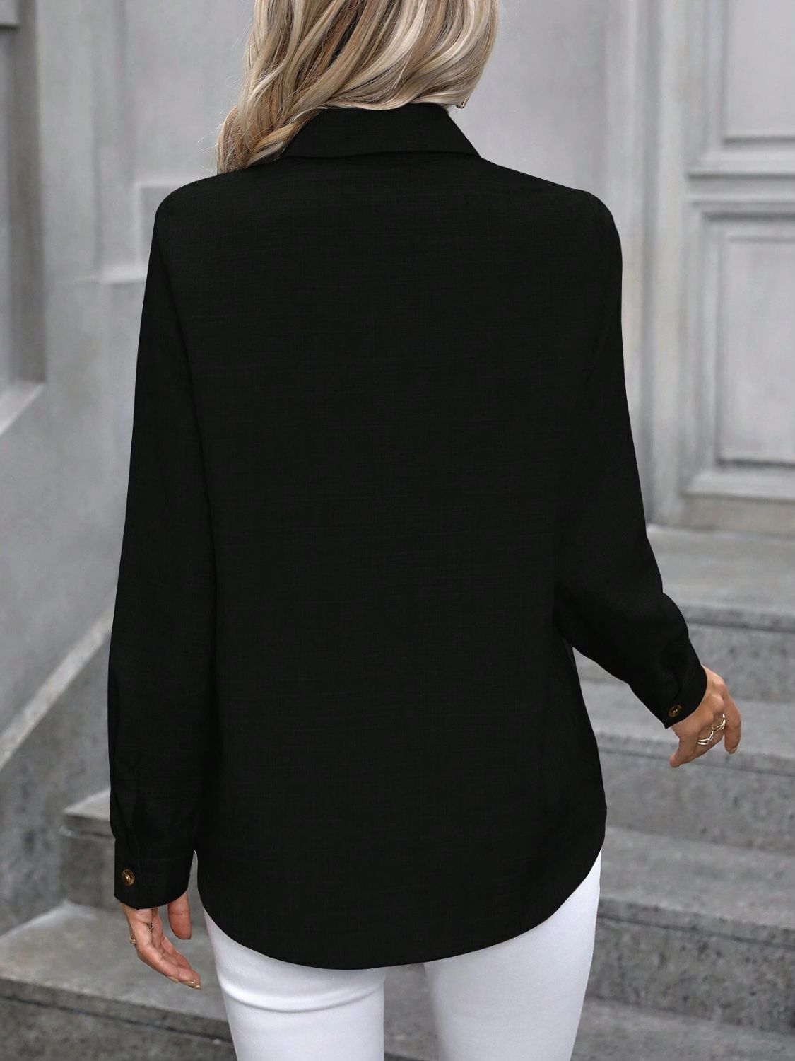 Button Up Collared Neck Long Sleeve Shirt - Lana Art Sweden