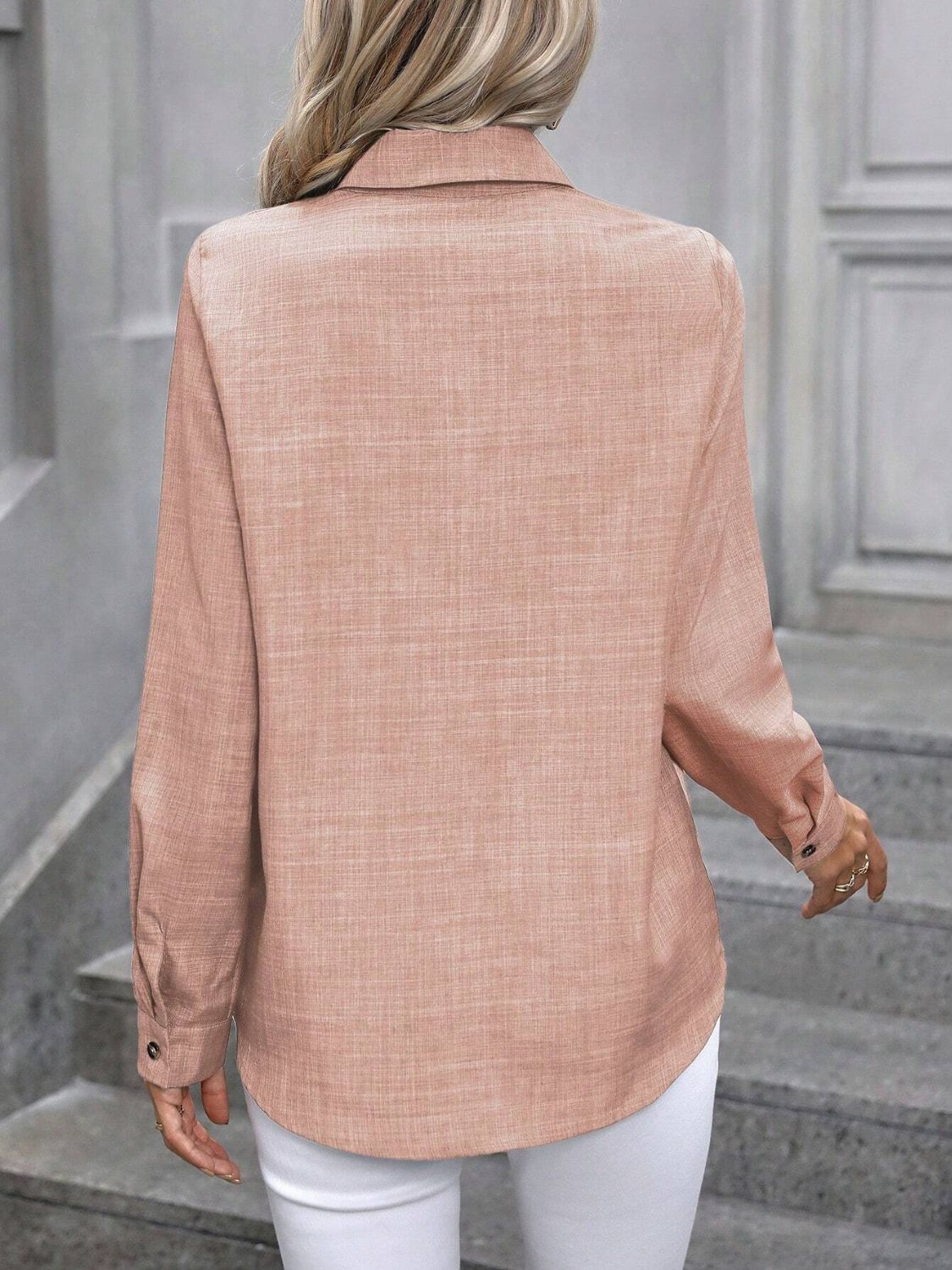Button Up Collared Neck Long Sleeve Shirt - Lana Art Sweden