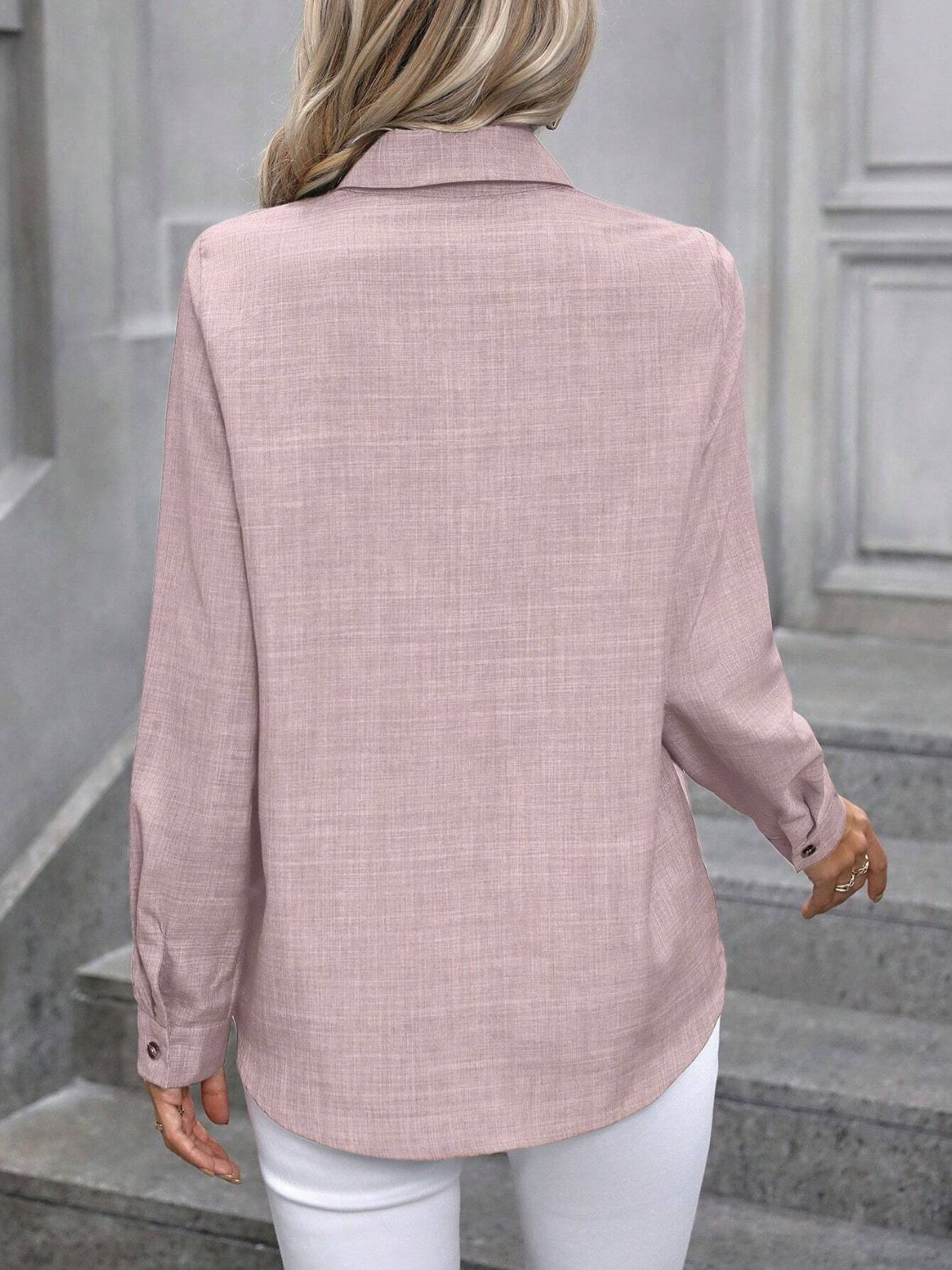 Button Up Collared Neck Long Sleeve Shirt - Lana Art Sweden