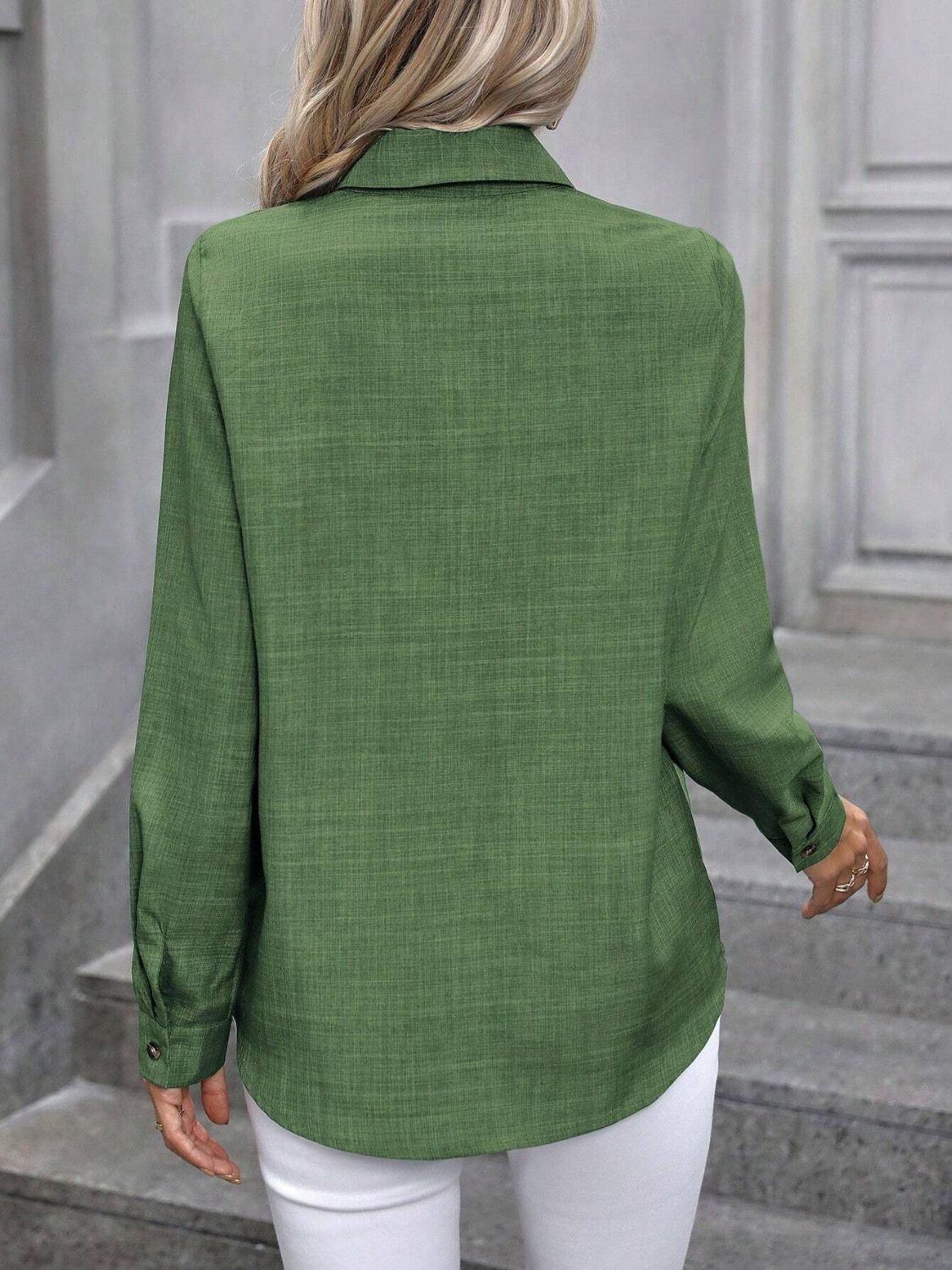Button Up Collared Neck Long Sleeve Shirt - Lana Art Sweden