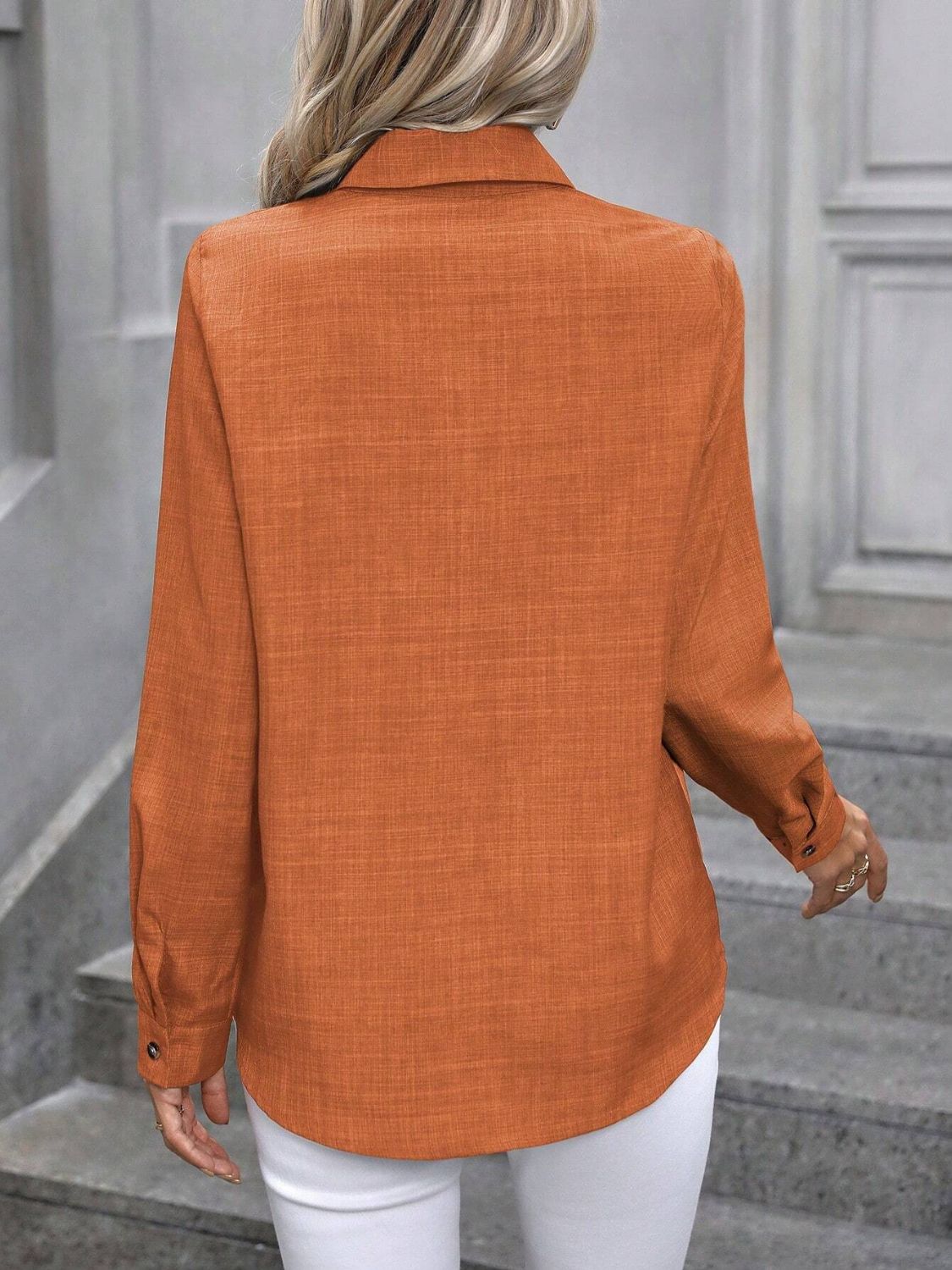 Button Up Collared Neck Long Sleeve Shirt - Lana Art Sweden