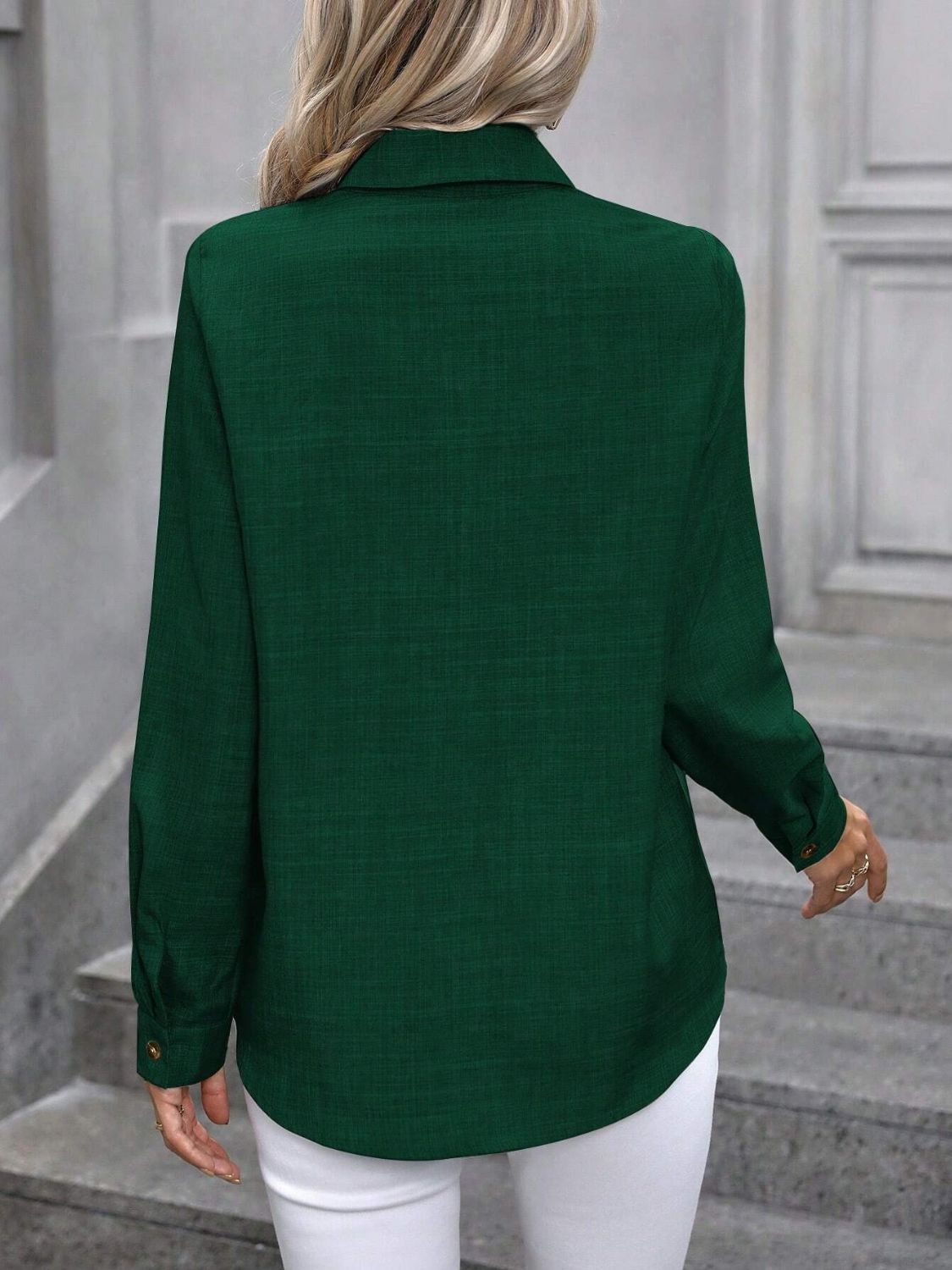 Button Up Collared Neck Long Sleeve Shirt - Lana Art Sweden