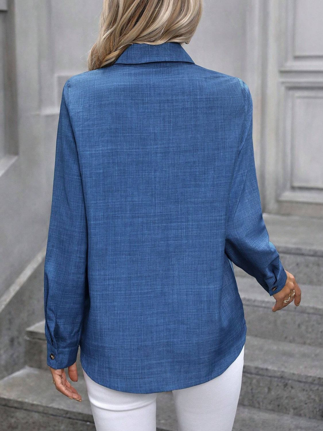 Button Up Collared Neck Long Sleeve Shirt - Lana Art Sweden