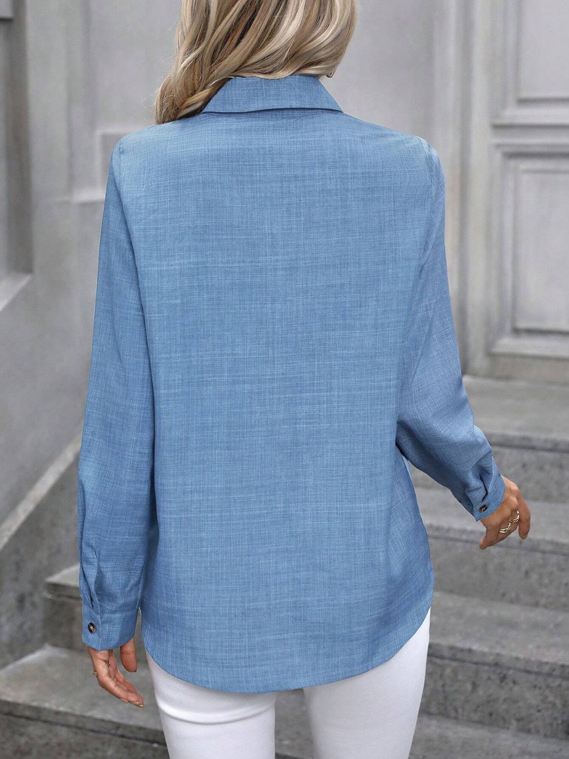 Button Up Collared Neck Long Sleeve Shirt - Lana Art Sweden