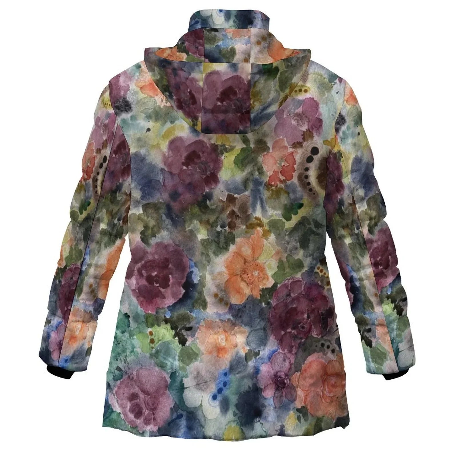 Midnight Botanica Women's Hooded Puffer Coat
