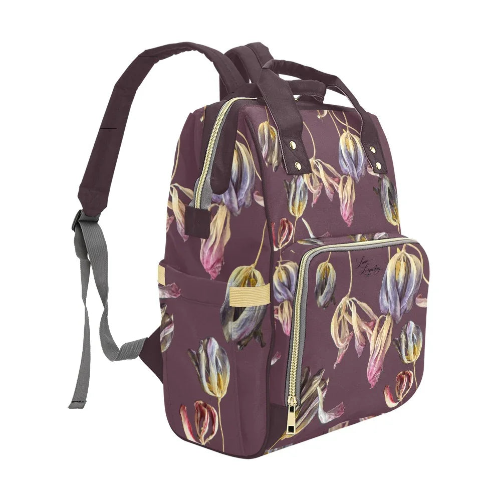 Tulip Mauve Wine Multi-Function Backpack