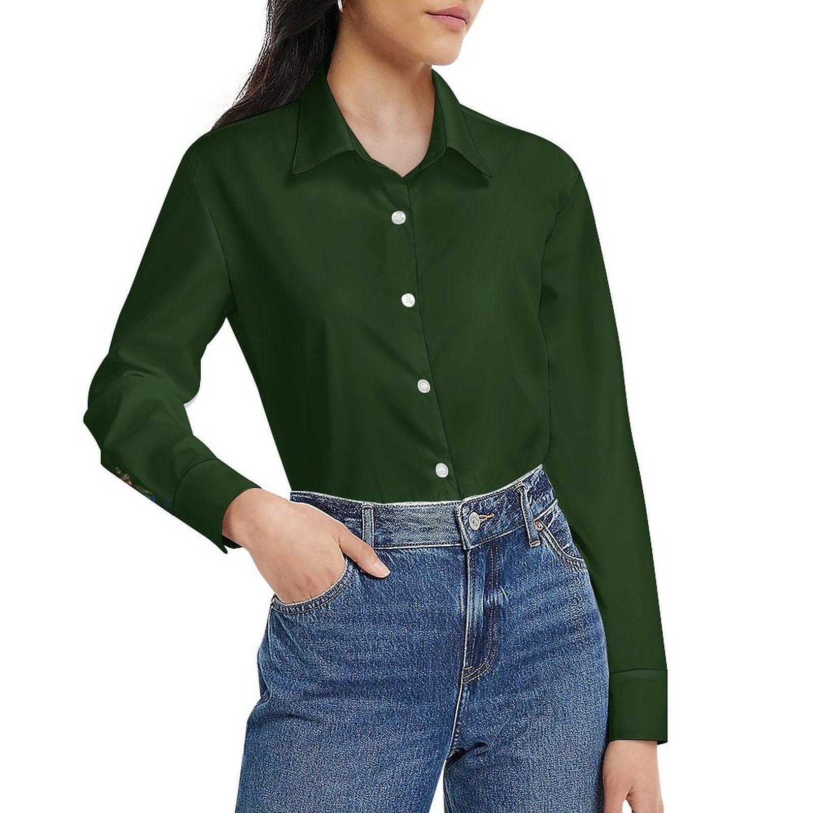 Women's Long-Sleeve Shirt, deep green