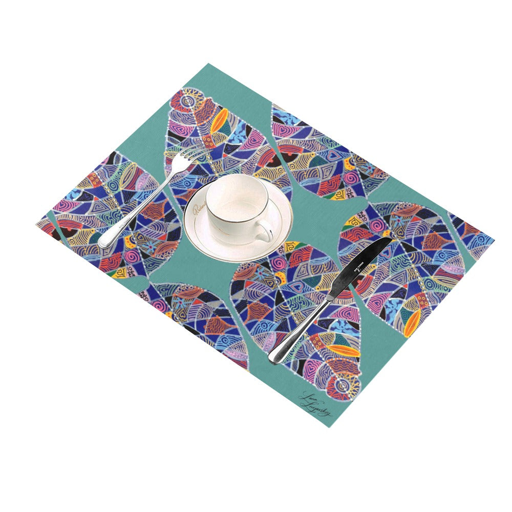 Fantasy Leaf Teal Placemat 14’’ x 19’’ (Set of 4)