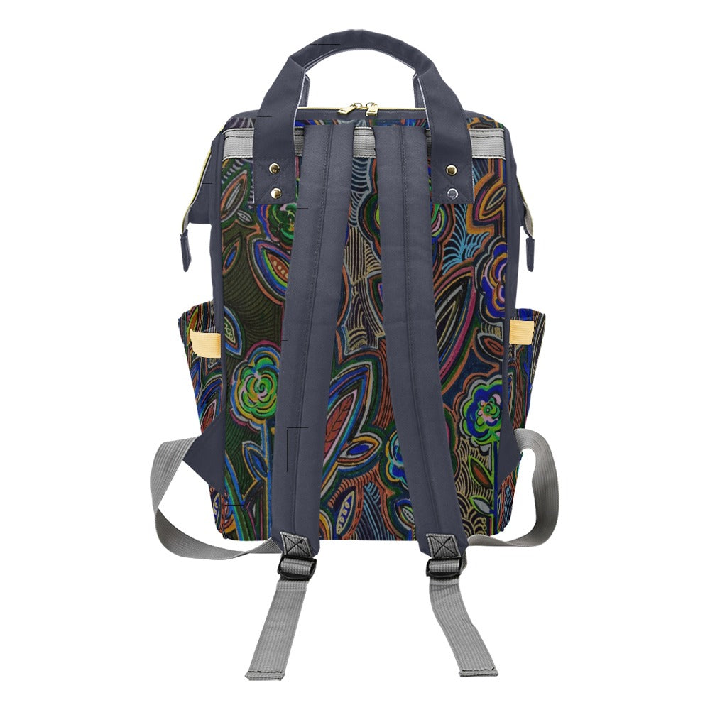 Fabled Flowers Crown Blue Multi-Function Backpack