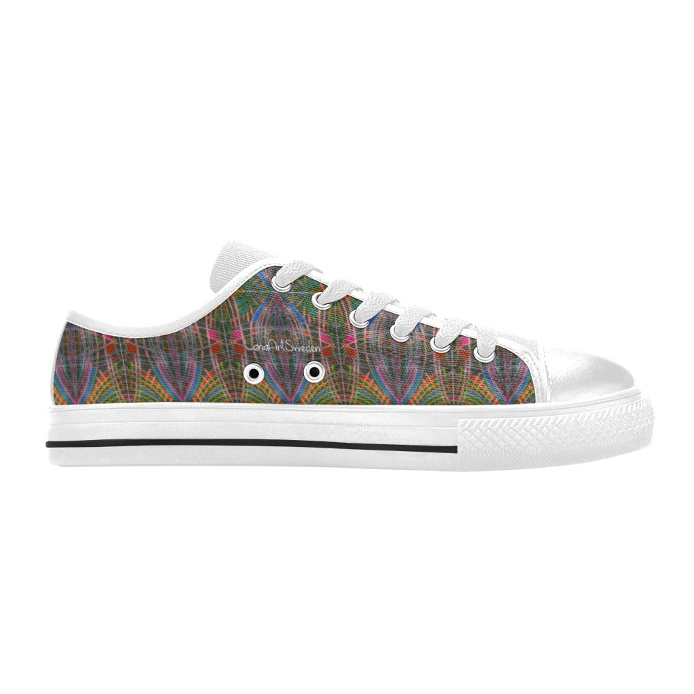 Along Came small print white Men's Classic Canvas Shoes