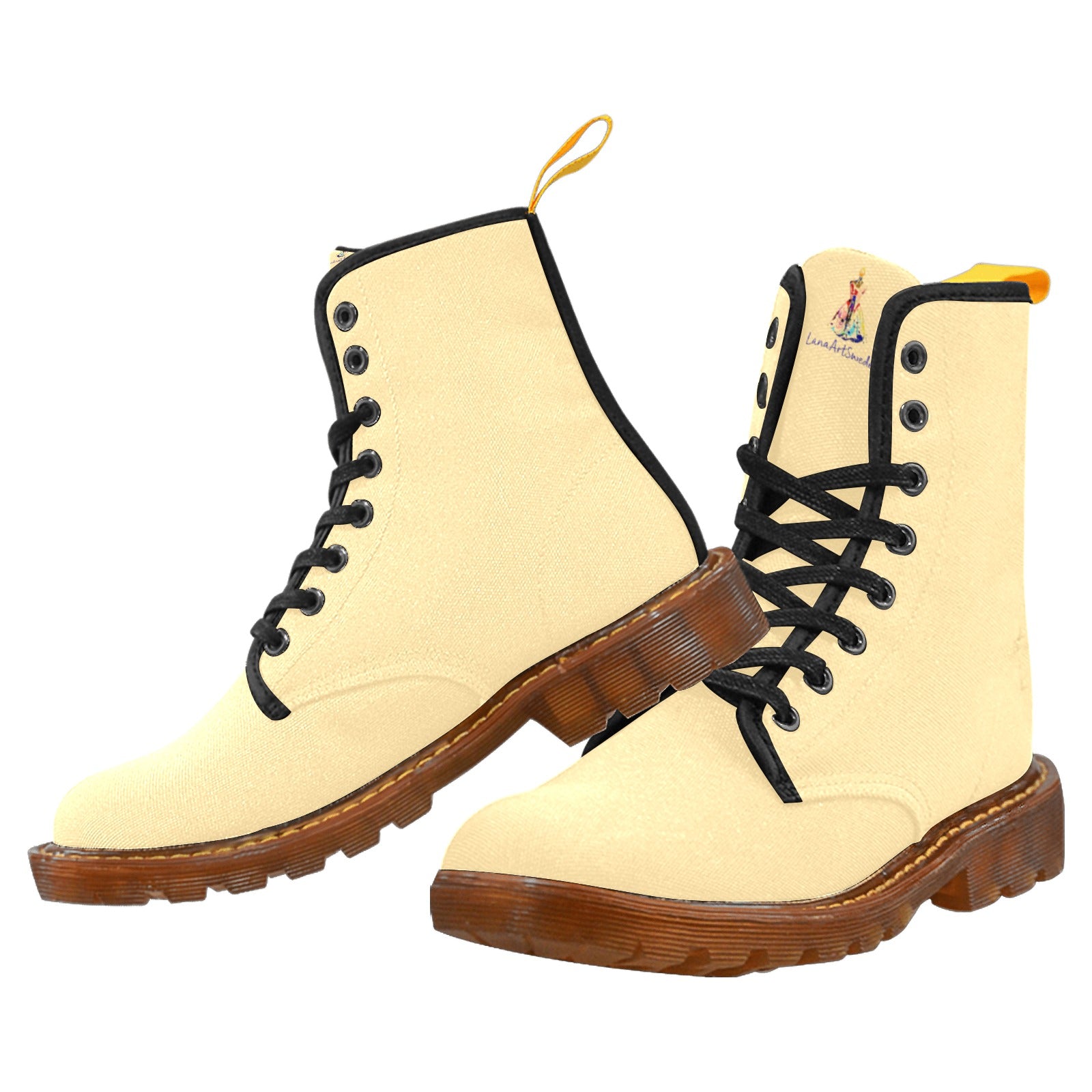 Lemon Chiffon Custom Canvas Boots For Women Model 1203H