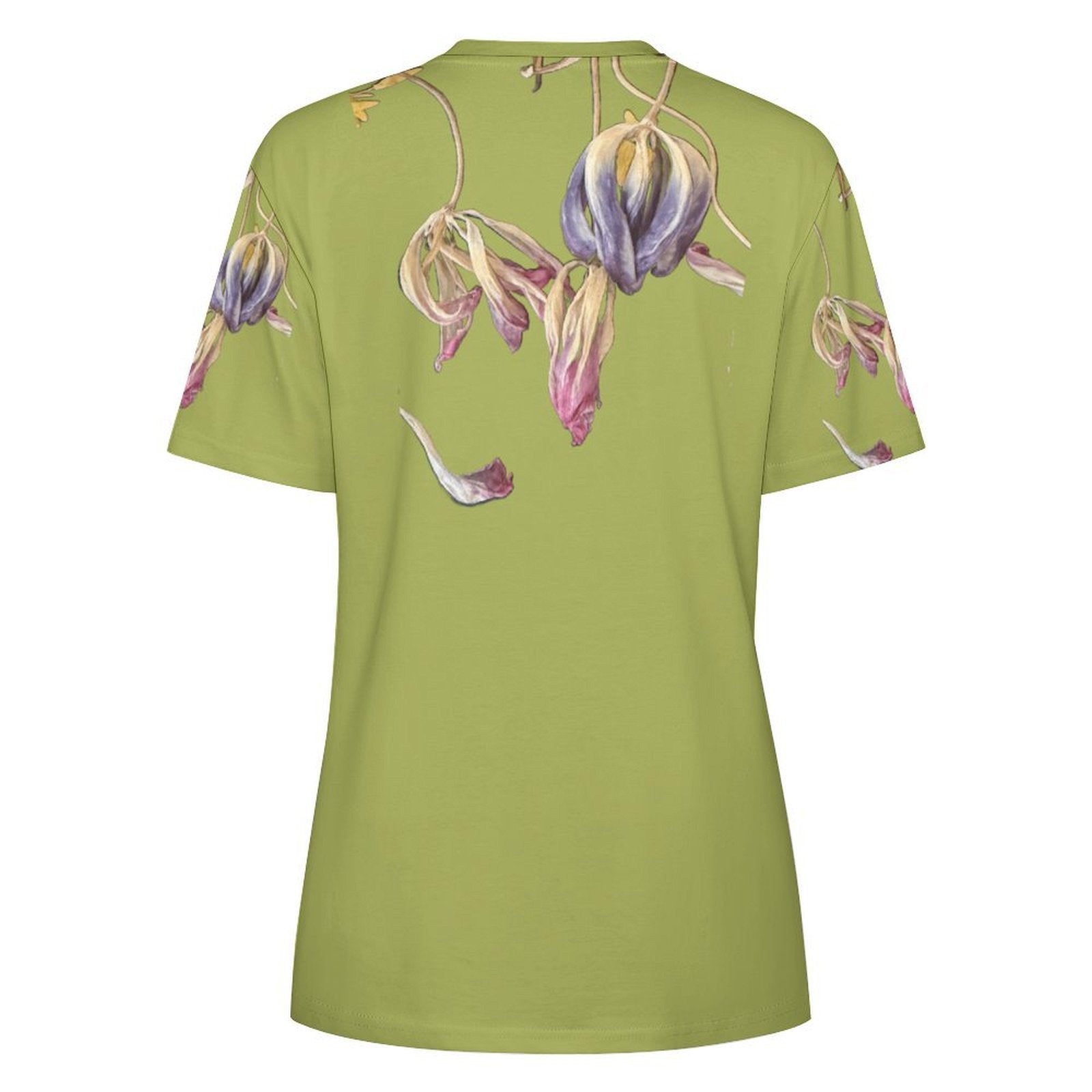 Women's Cotton T-shirt Tulips Shadow Lime