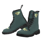 Green Moth Dark Aventurine Custom Canvas Boots for Women (Black) (Model 1203H)