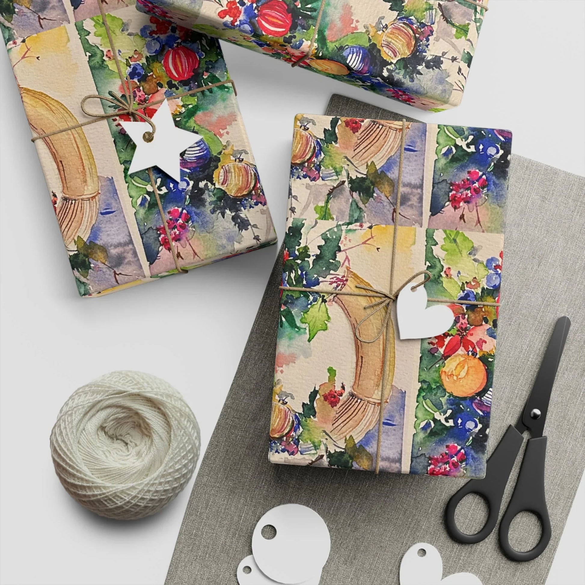 Christmas Wreath Custom Gift Wrapping Paper by LanaArtSweden, original artwork Sheets, 1pc - Lana Art Sweden