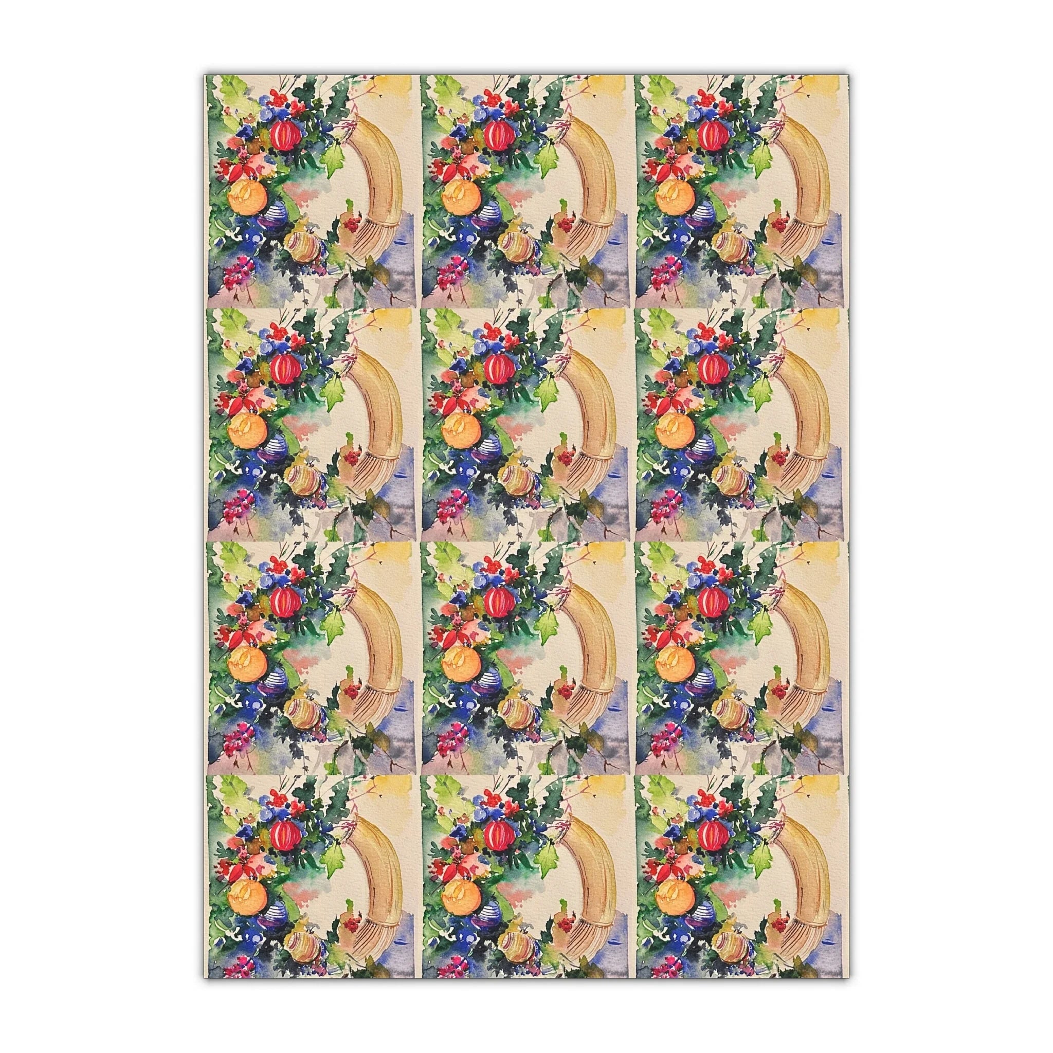 Christmas Wreath Custom Gift Wrapping Paper by LanaArtSweden, original artwork Sheets, 1pc - Lana Art Sweden
