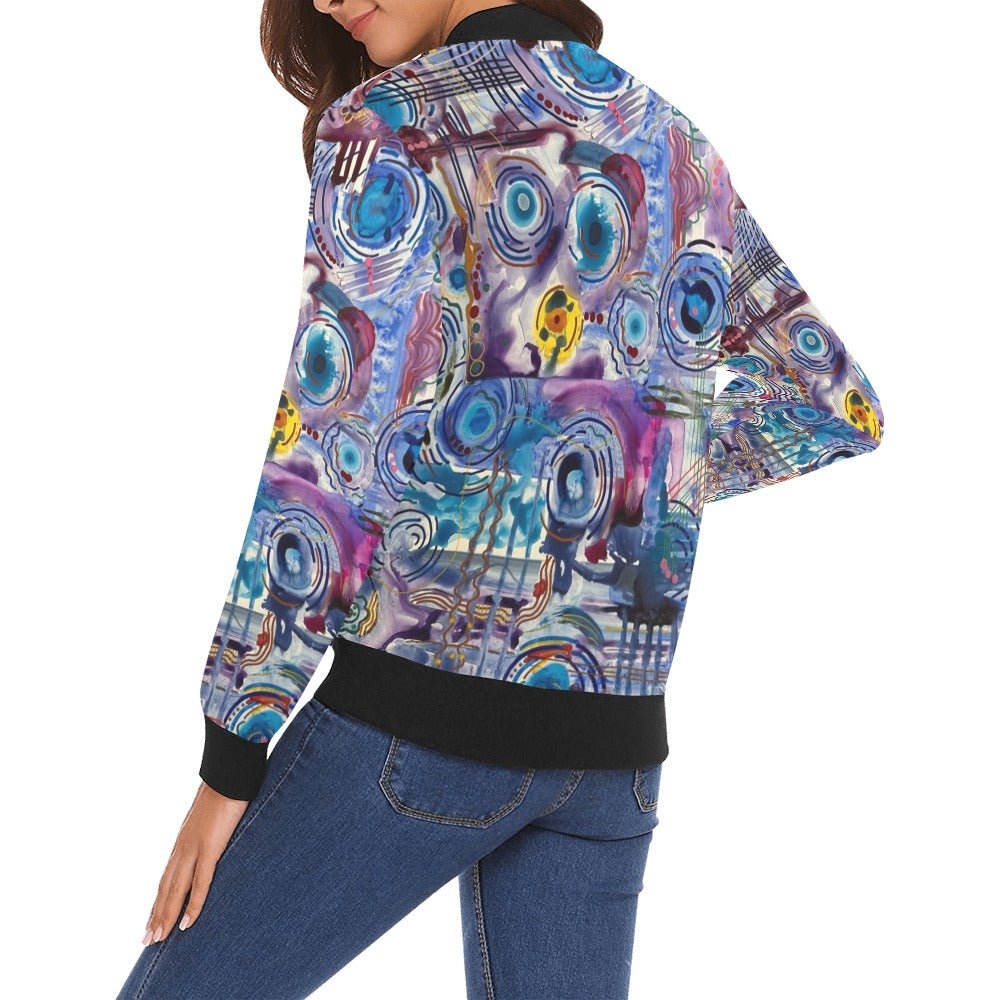 Circles on Water All Over Print Bomber Jacket for Women - Lana Art Sweden