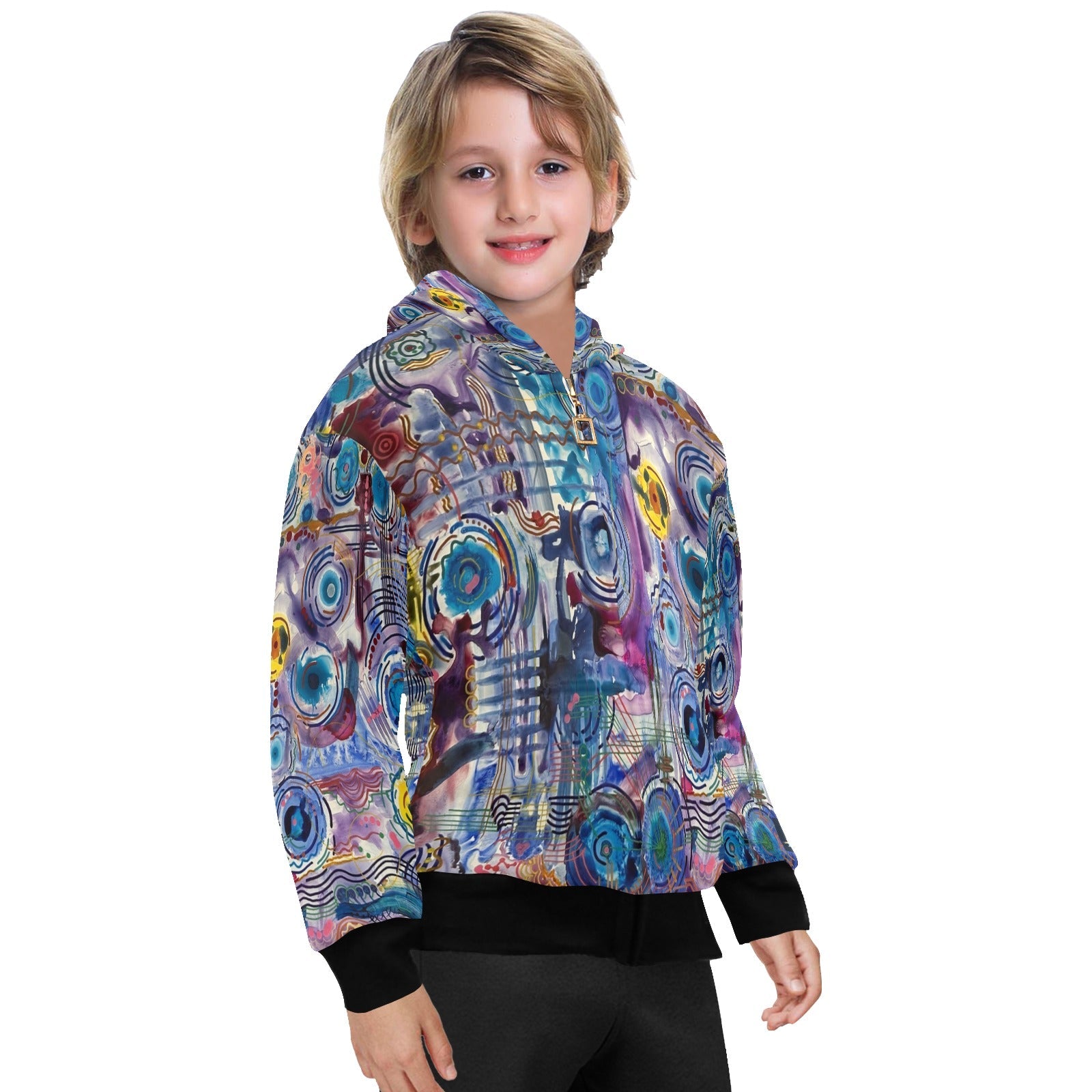 Circles on Water Big Boys' Zip Up Hoodie (H58) - Lana Art Sweden