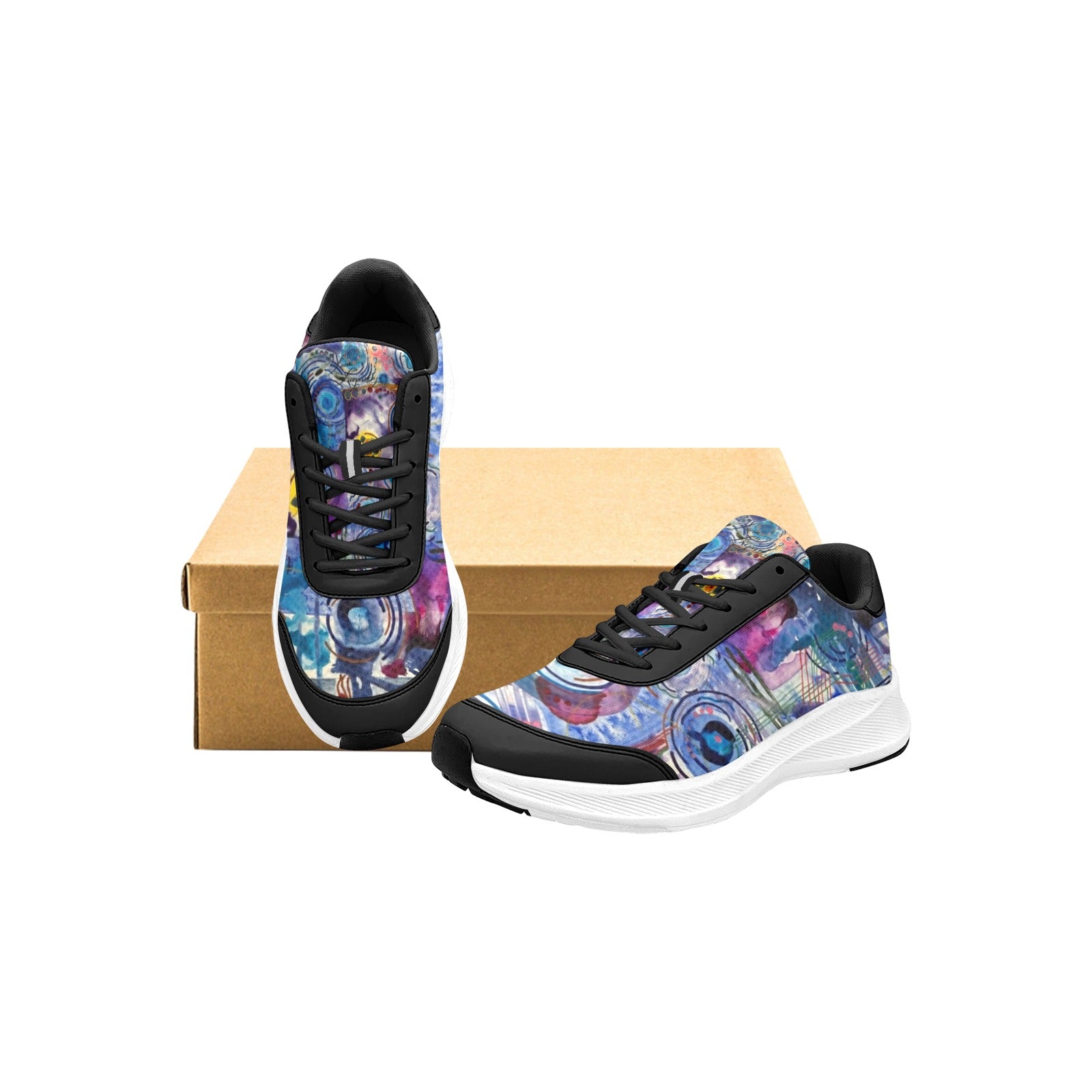 Circles on Water black Women's Mudguard Running Shoes - Lana Art Sweden