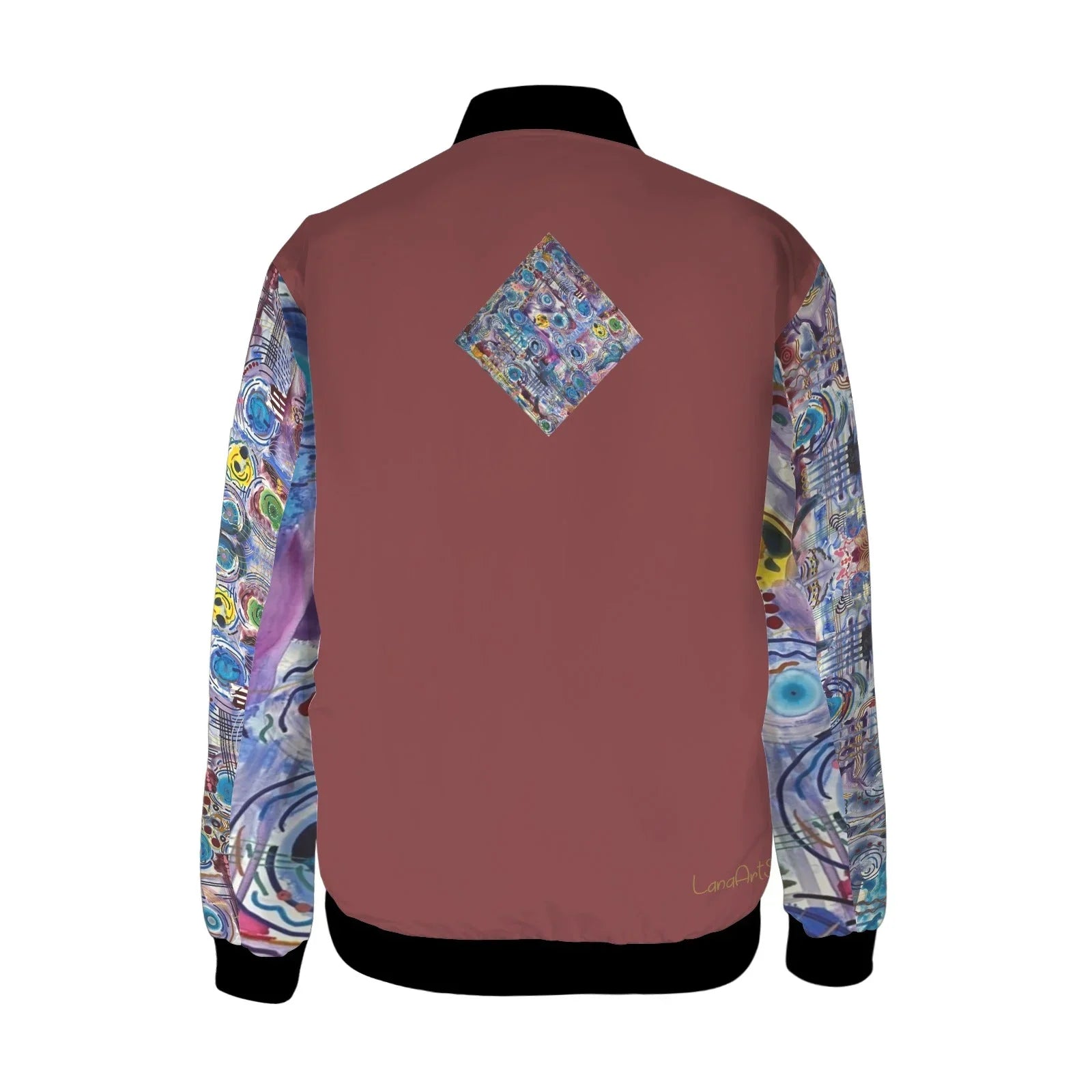 Circles on Water Burgundy Bomber Jacket - Lana Art Sweden