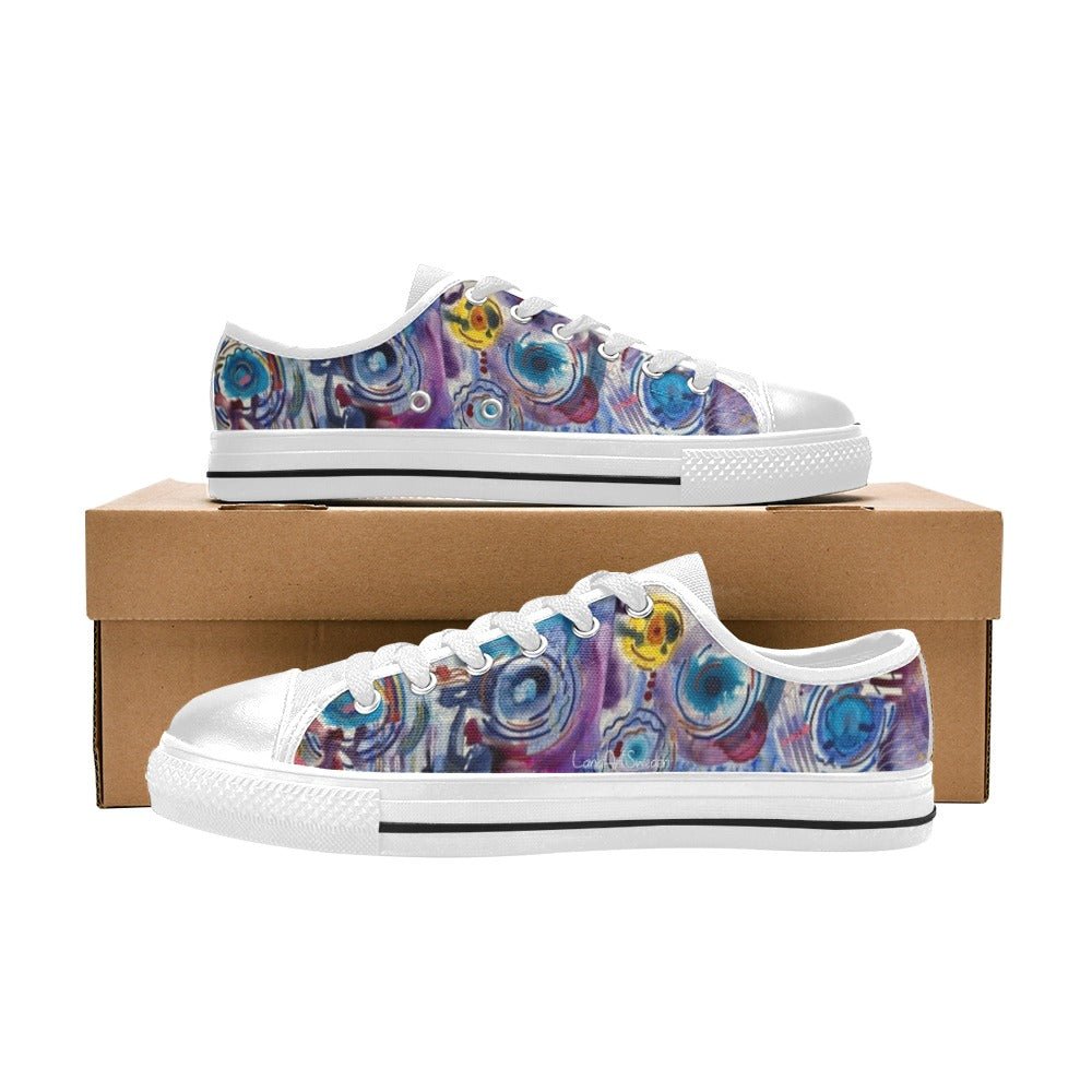 Circles on Water white Men's Classic Canvas Shoes - Lana Art Sweden