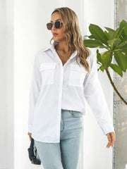 Collared Neck Buttoned Shirt with Pockets - Lana Art Sweden