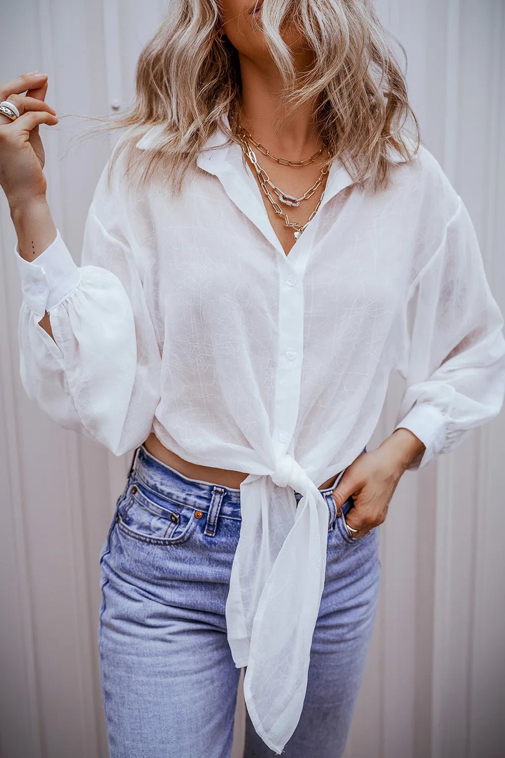 Collared Neck Long Sleeve Shirt - Lana Art Sweden