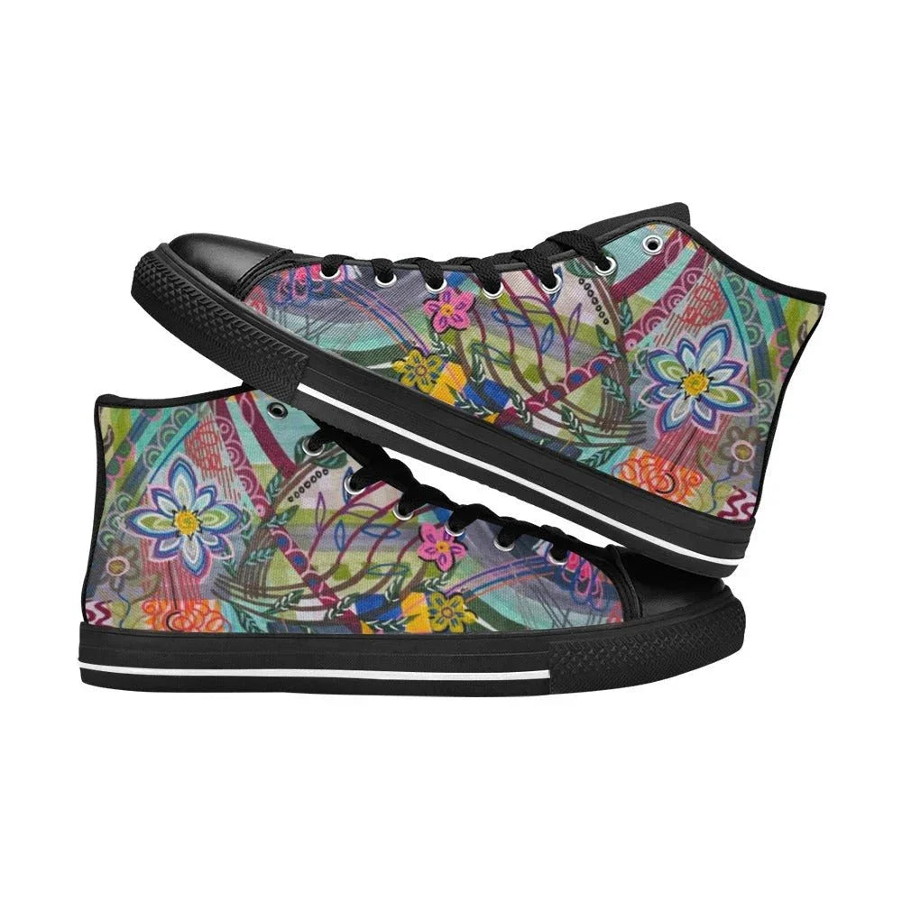 Colorful Currents Tilly Kids' High Top Canvas Shoes - Lana Art Sweden