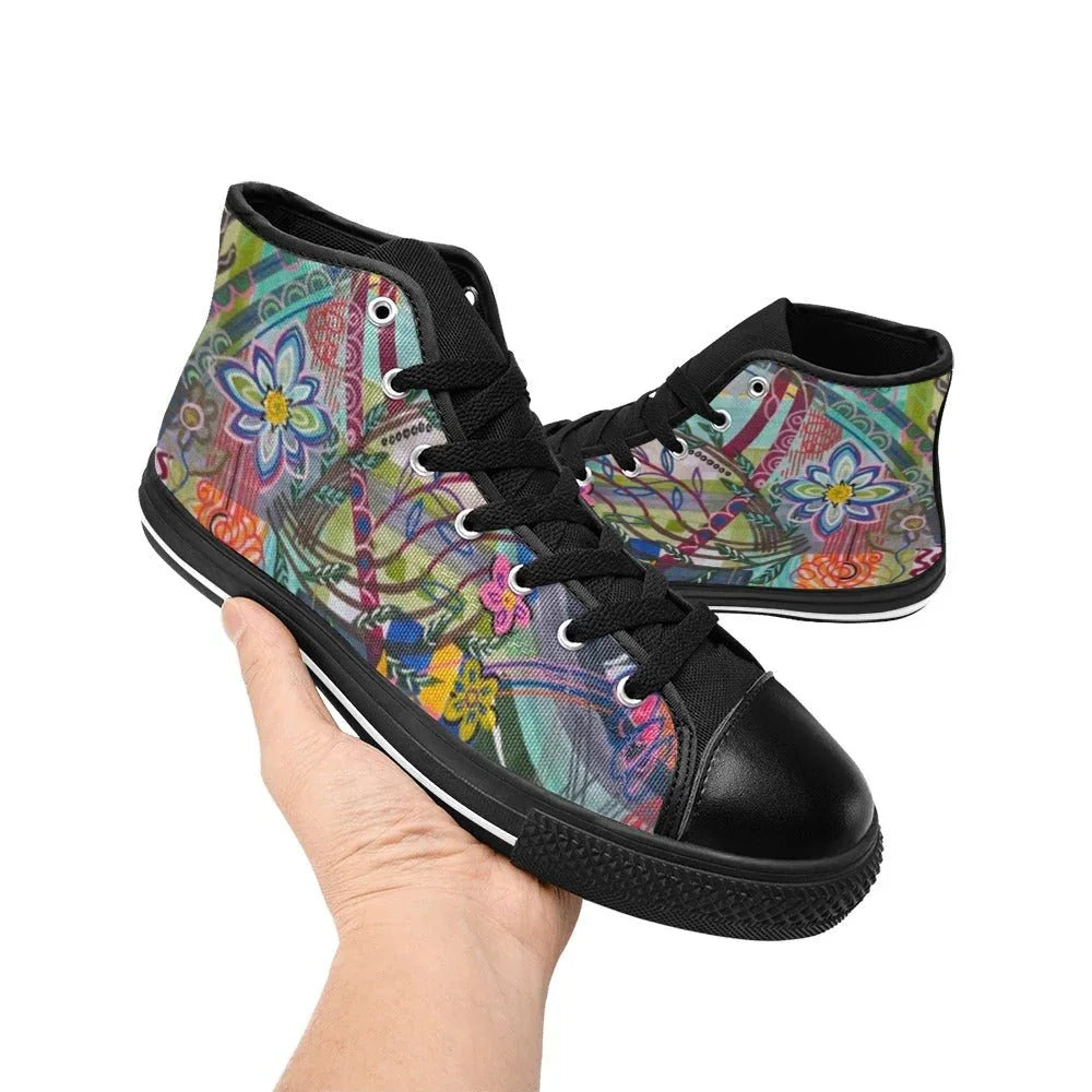 Colorful Currents Tilly Kids' High Top Canvas Shoes - Lana Art Sweden