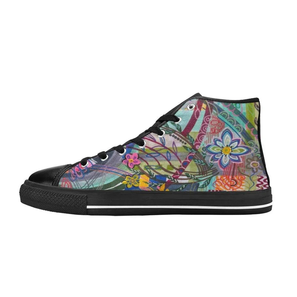 Colorful Currents Tilly Kids' High Top Canvas Shoes - Lana Art Sweden