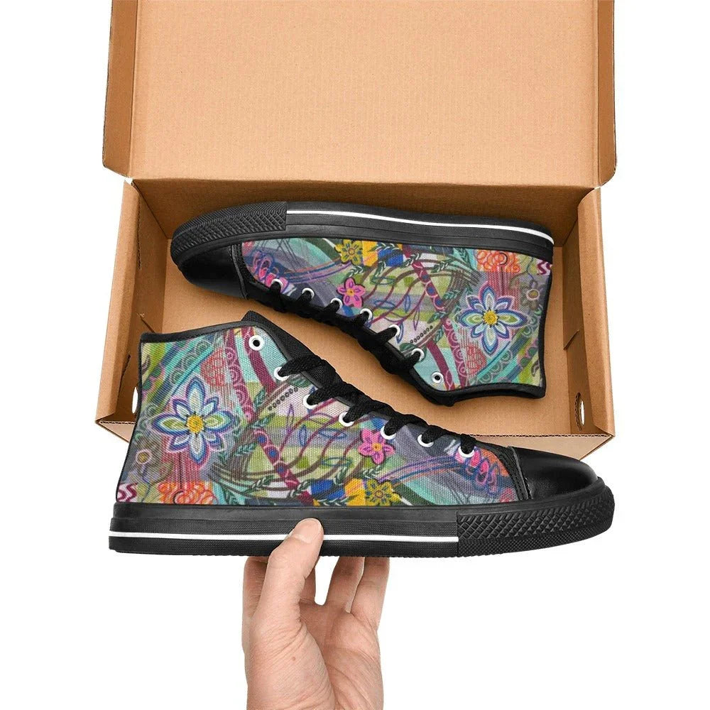 Colorful Currents Tilly Kids' High Top Canvas Shoes - Lana Art Sweden