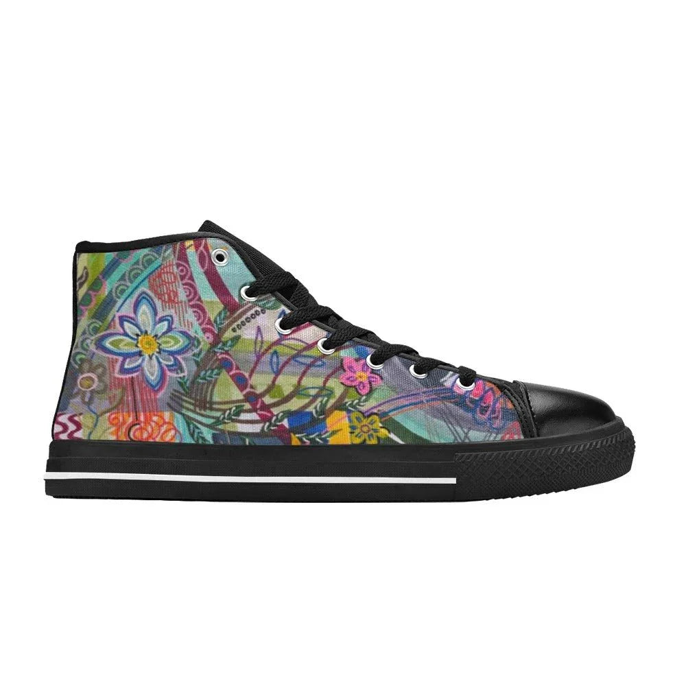 Colorful Currents Tilly Kids' High Top Canvas Shoes - Lana Art Sweden