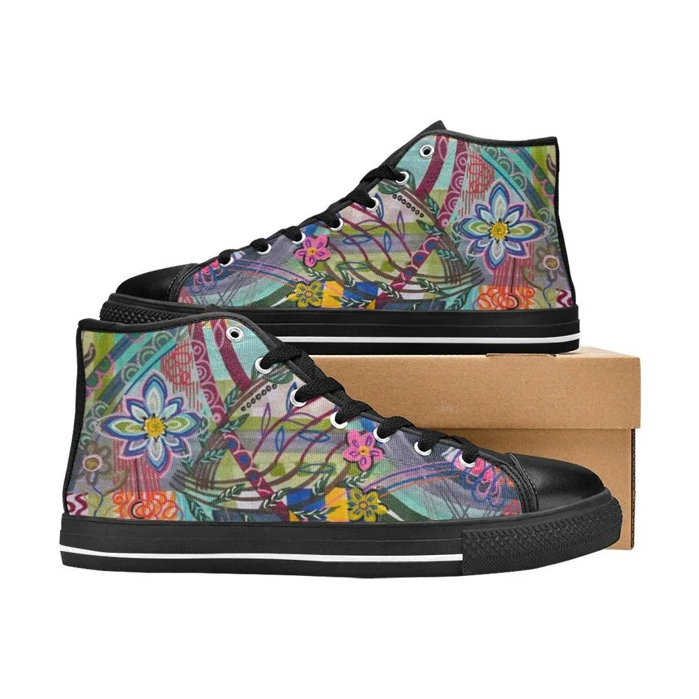 Colorful Currents Tilly Kids' High Top Canvas Shoes - Lana Art Sweden