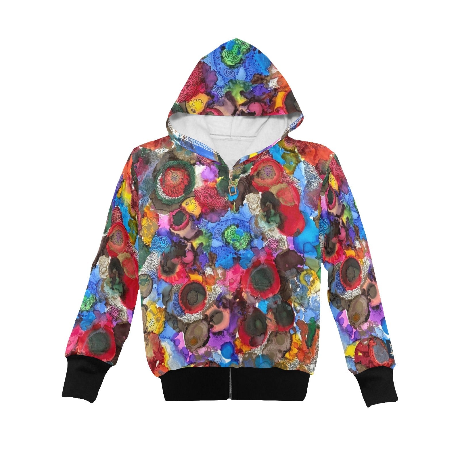Cosmic Blooms Big Boys' Zip Up Hoodie (H58) - Lana Art Sweden