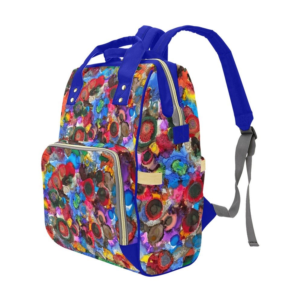 Cosmic Blooms Indigo Multi - Function Diaper Backpack/Diaper Bag - Lana Art Sweden