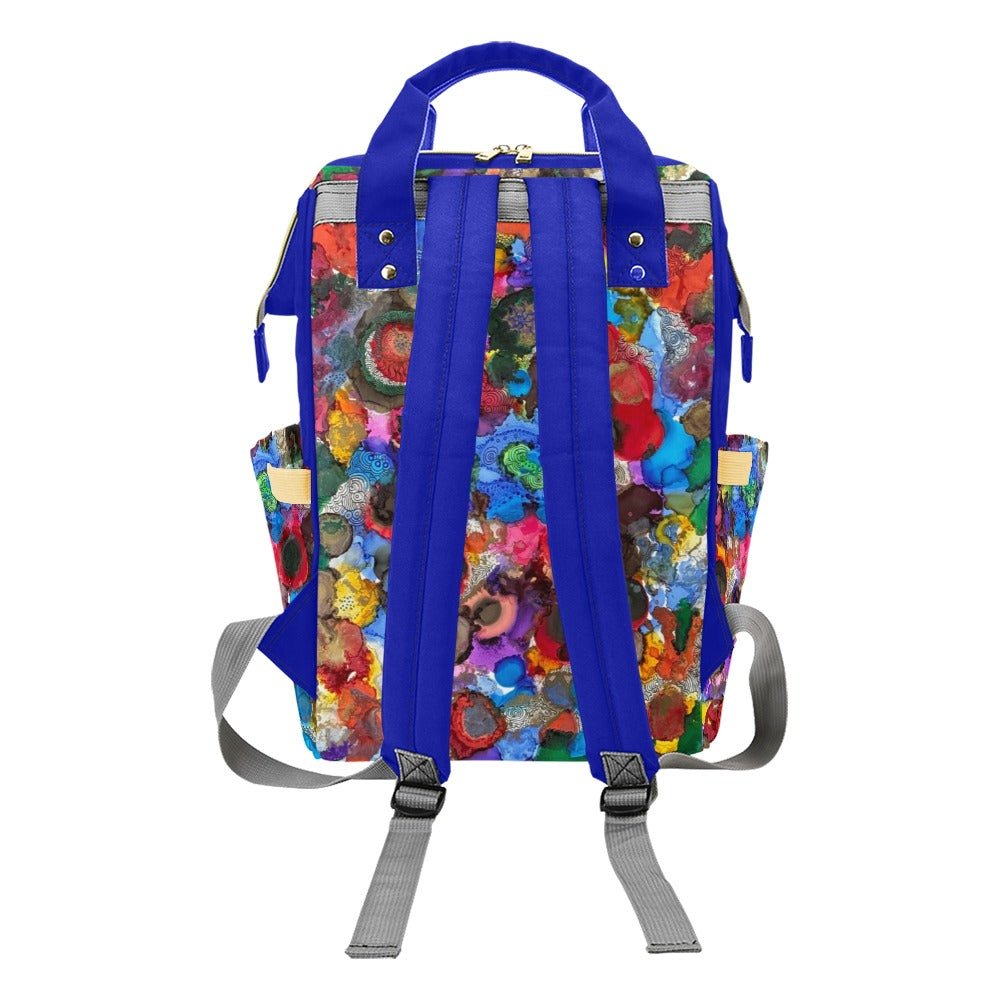 Cosmic Blooms Indigo Multi - Function Diaper Backpack/Diaper Bag - Lana Art Sweden