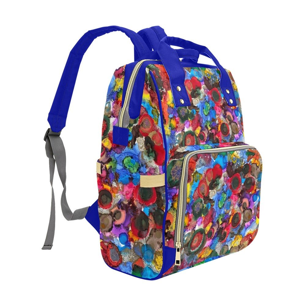 Cosmic Blooms Indigo Multi - Function Diaper Backpack/Diaper Bag - Lana Art Sweden