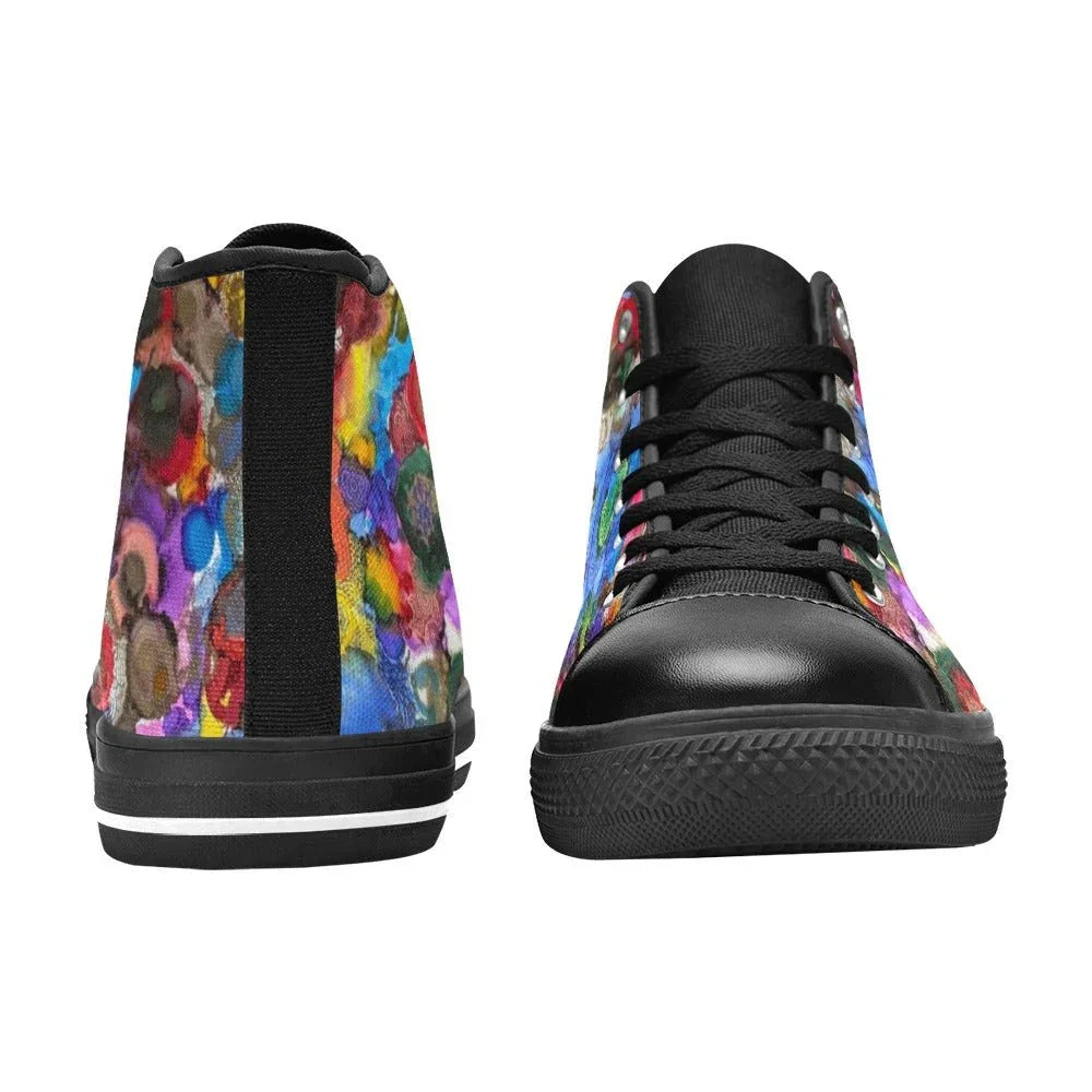 Cosmic Blooms Kids' High Top Canvas Shoes - Lana Art Sweden