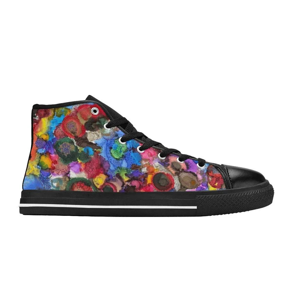 Cosmic Blooms Kids' High Top Canvas Shoes - Lana Art Sweden
