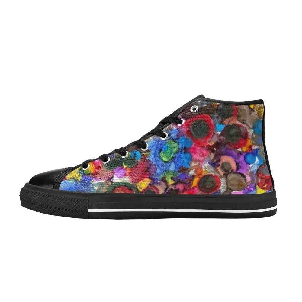 Cosmic Blooms Kids' High Top Canvas Shoes - Lana Art Sweden