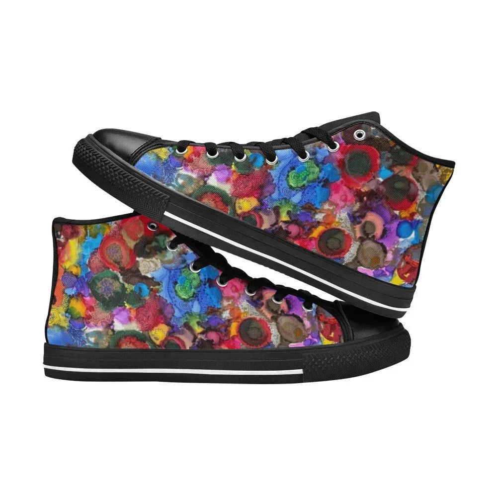 Cosmic Blooms Kids' High Top Canvas Shoes - Lana Art Sweden
