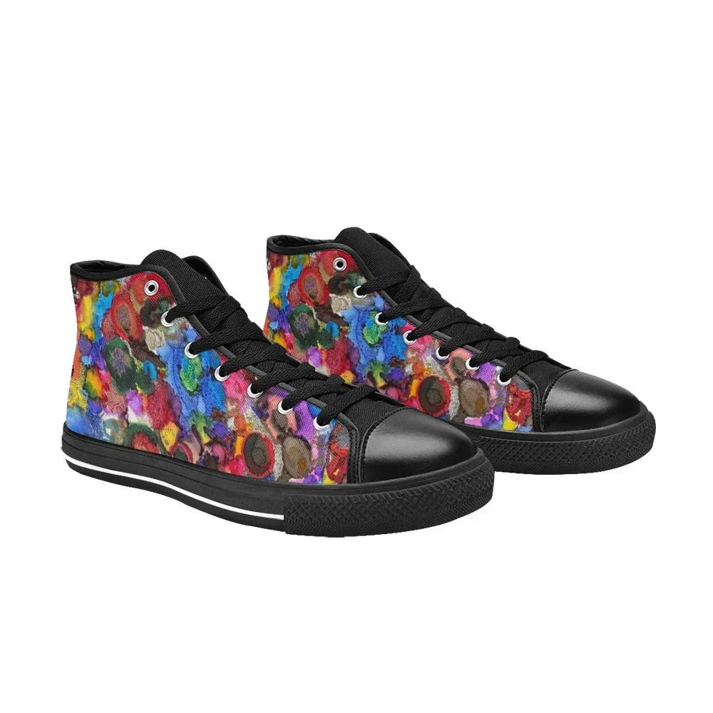 Cosmic Blooms Kids' High Top Canvas Shoes - Lana Art Sweden