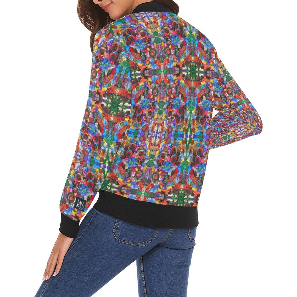 Cosmic Blooms Mega Bomber Jacket for Women - Lana Art Sweden