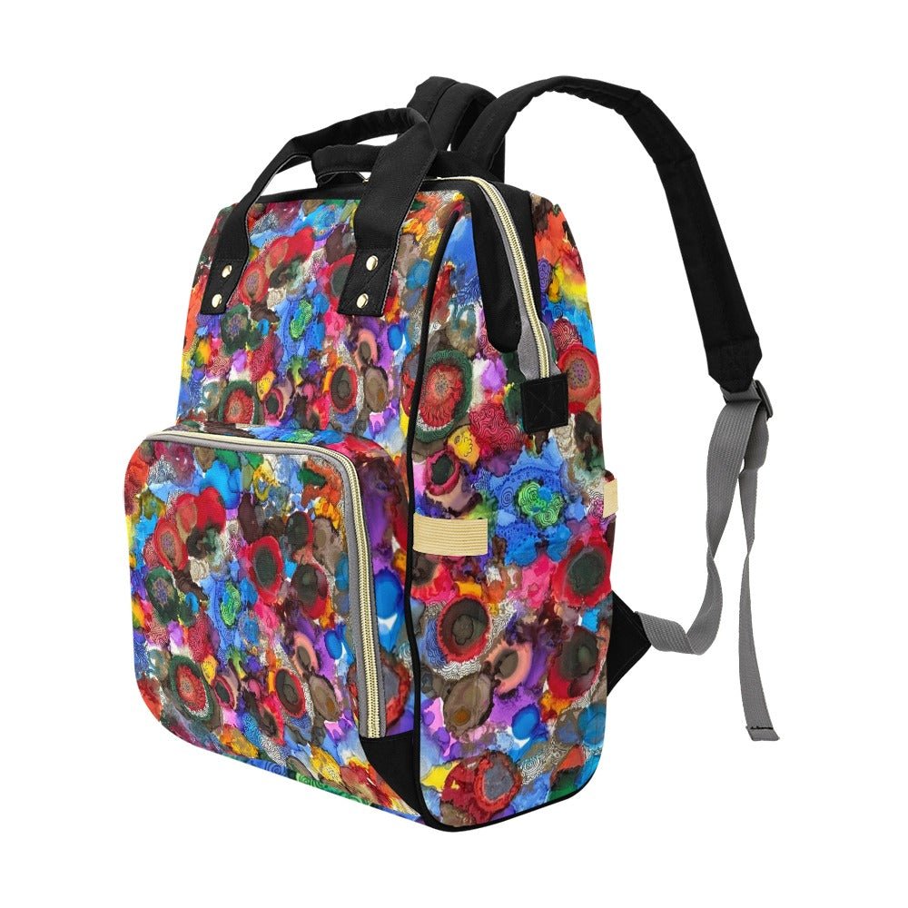 Cosmic Blooms Noir Multi - Function Diaper Backpack/Diaper Bag - Lana Art Sweden