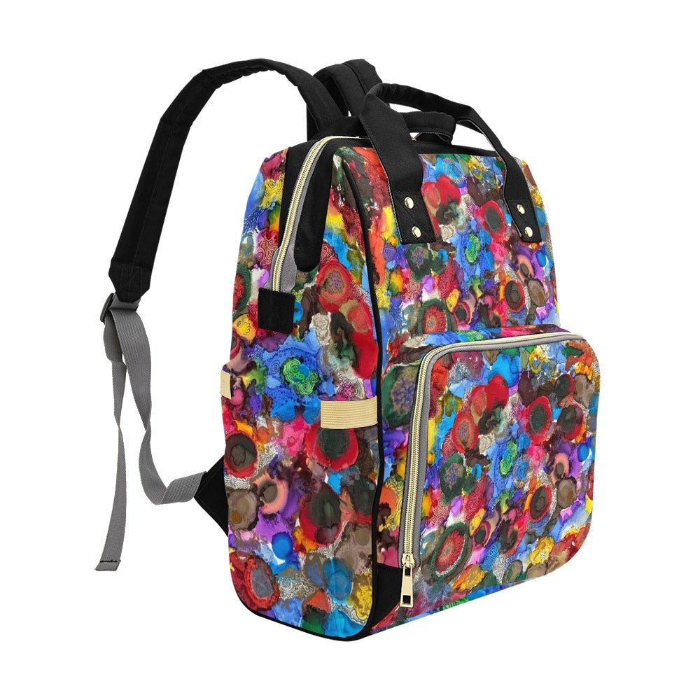 Cosmic Blooms Noir Multi - Function Diaper Backpack/Diaper Bag - Lana Art Sweden