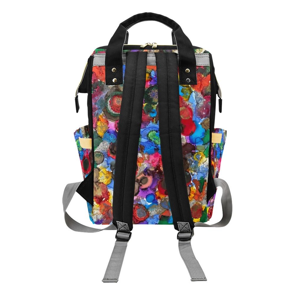 Cosmic Blooms Noir Multi - Function Diaper Backpack/Diaper Bag - Lana Art Sweden
