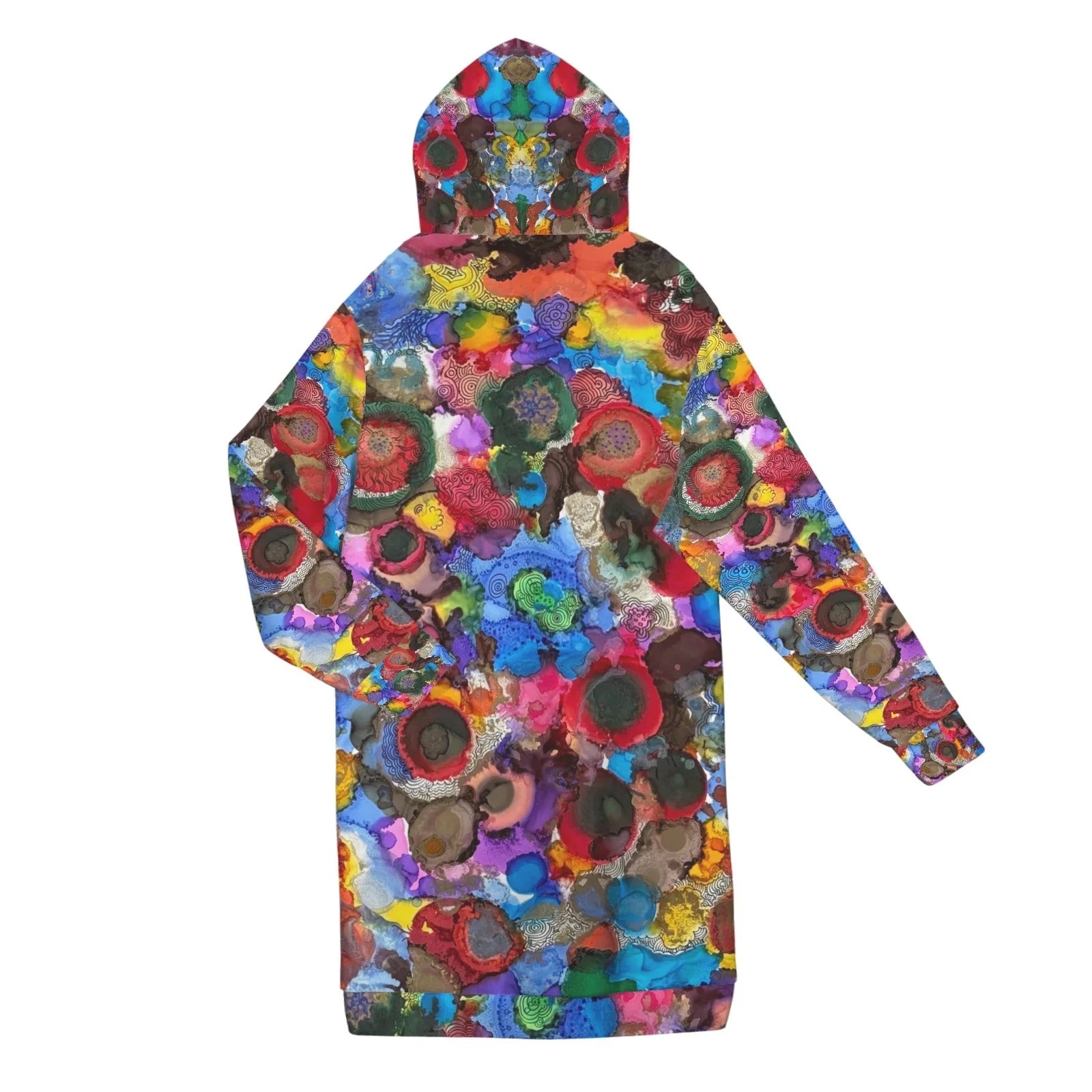 Cosmic Blooms Women's Long Hooded Jacket - Lana Art Sweden
