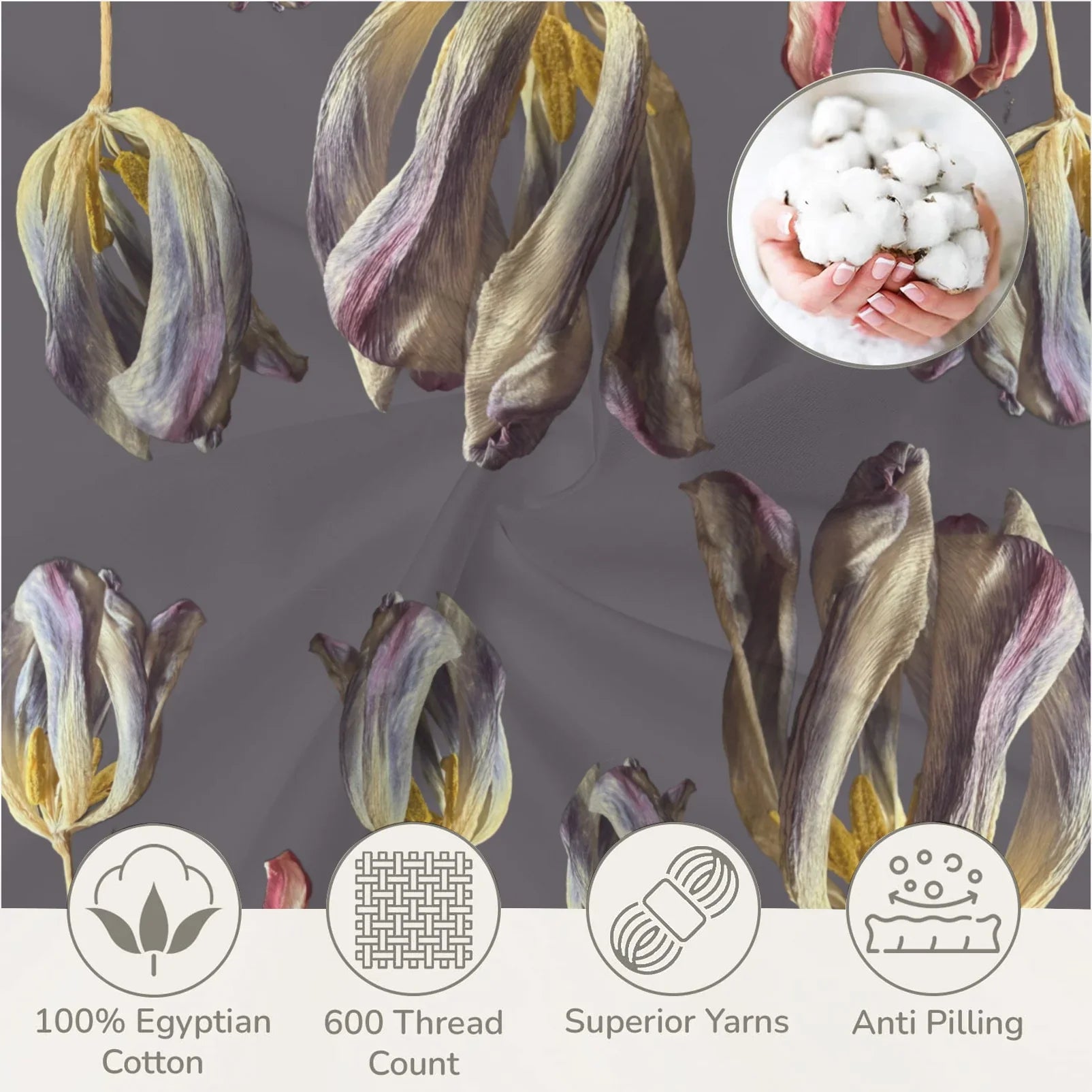 Tulip Field Elegant 3-Piece Bedding Set 94x104inch