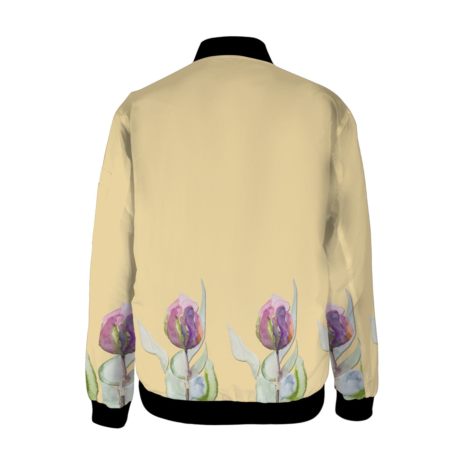 Tulips Celestial Yellow Tall Ladies Bomber Jacket